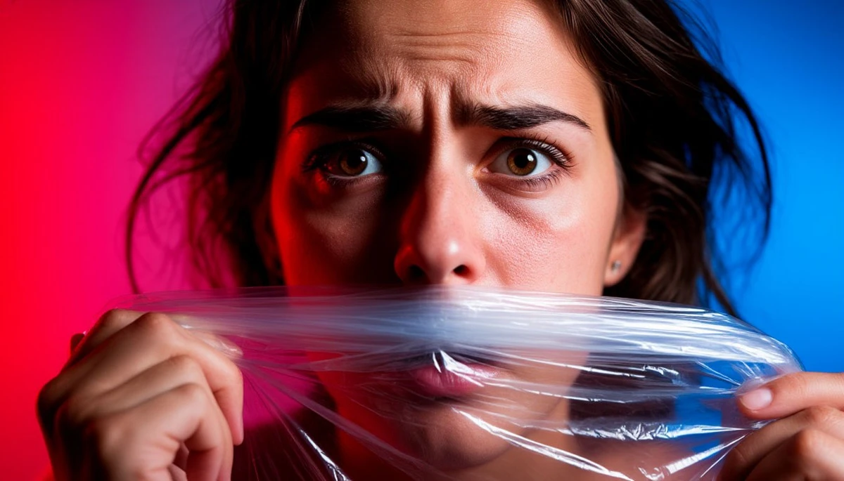 Dlaczego ludzie wkładają folię spożywczą do ust podczas obiadu